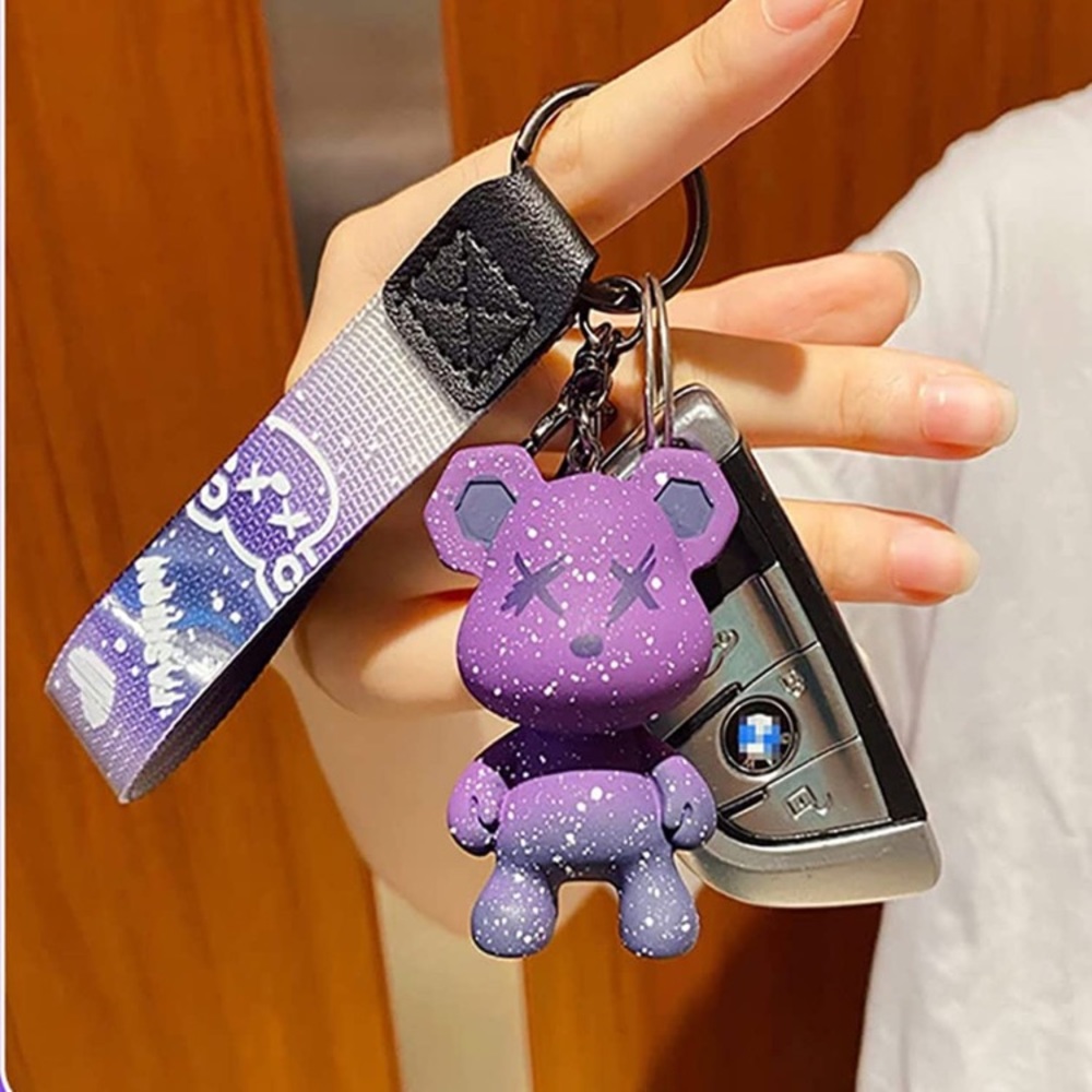 Purple bear keychain